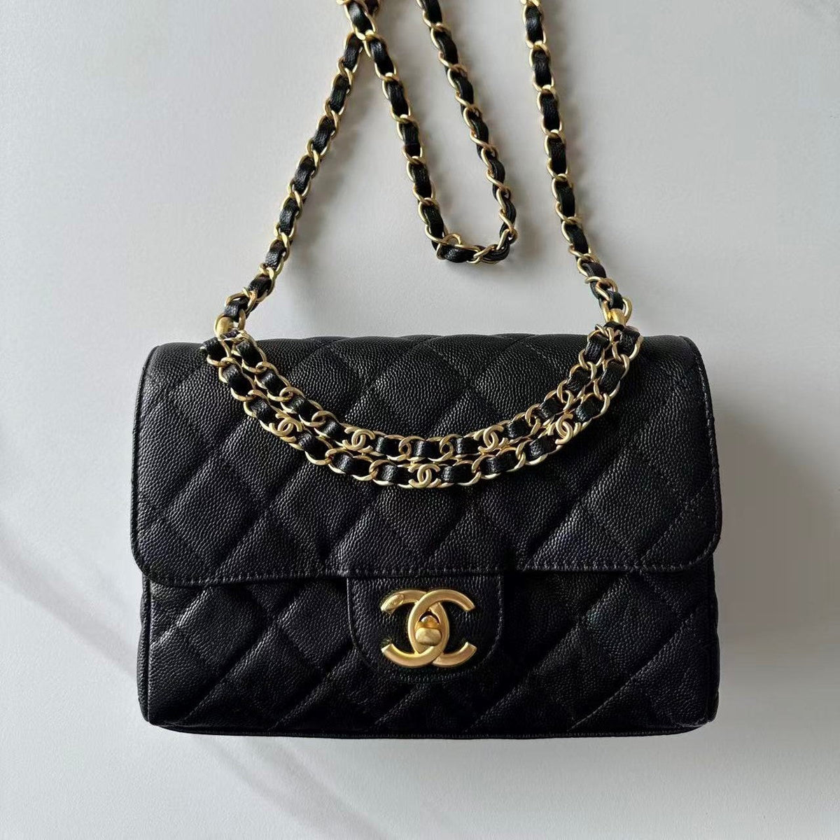 CC AS5240 Flap Bag 22cm Black Caviar Leather
