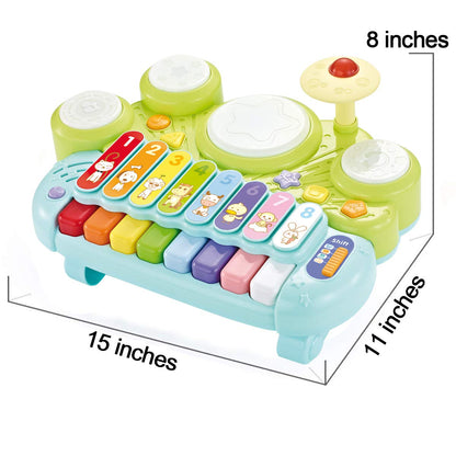 Fisca 3 in 1 Musical Instruments Toys Set - Electronic Piano, Xylophone & Drum - Multicolor Learning Toys for Baby & Toddler 1-3 Years