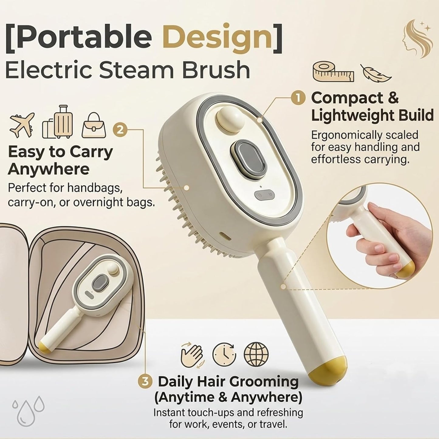 2026 New Electric Steam Brush, Electric Steam Brushs for Hair, Rechargeable Steam Hair Straightener with Water Spray, Detangling Steam Brush for Reduce Frizz, Nourishes Hairs (Pink Set)
