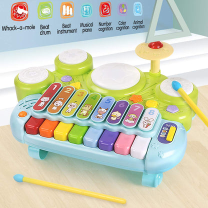 Fisca 3 in 1 Musical Instruments Toys Set - Electronic Piano, Xylophone & Drum - Multicolor Learning Toys for Baby & Toddler 1-3 Years