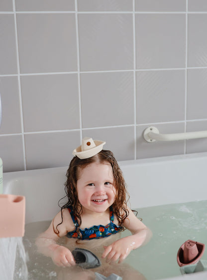 Mushie Stackable Bath Boats Toy (Rustic) | Floating Bathtub Toys For Baby & Toddler, Set Of 5 | Made In Denmark