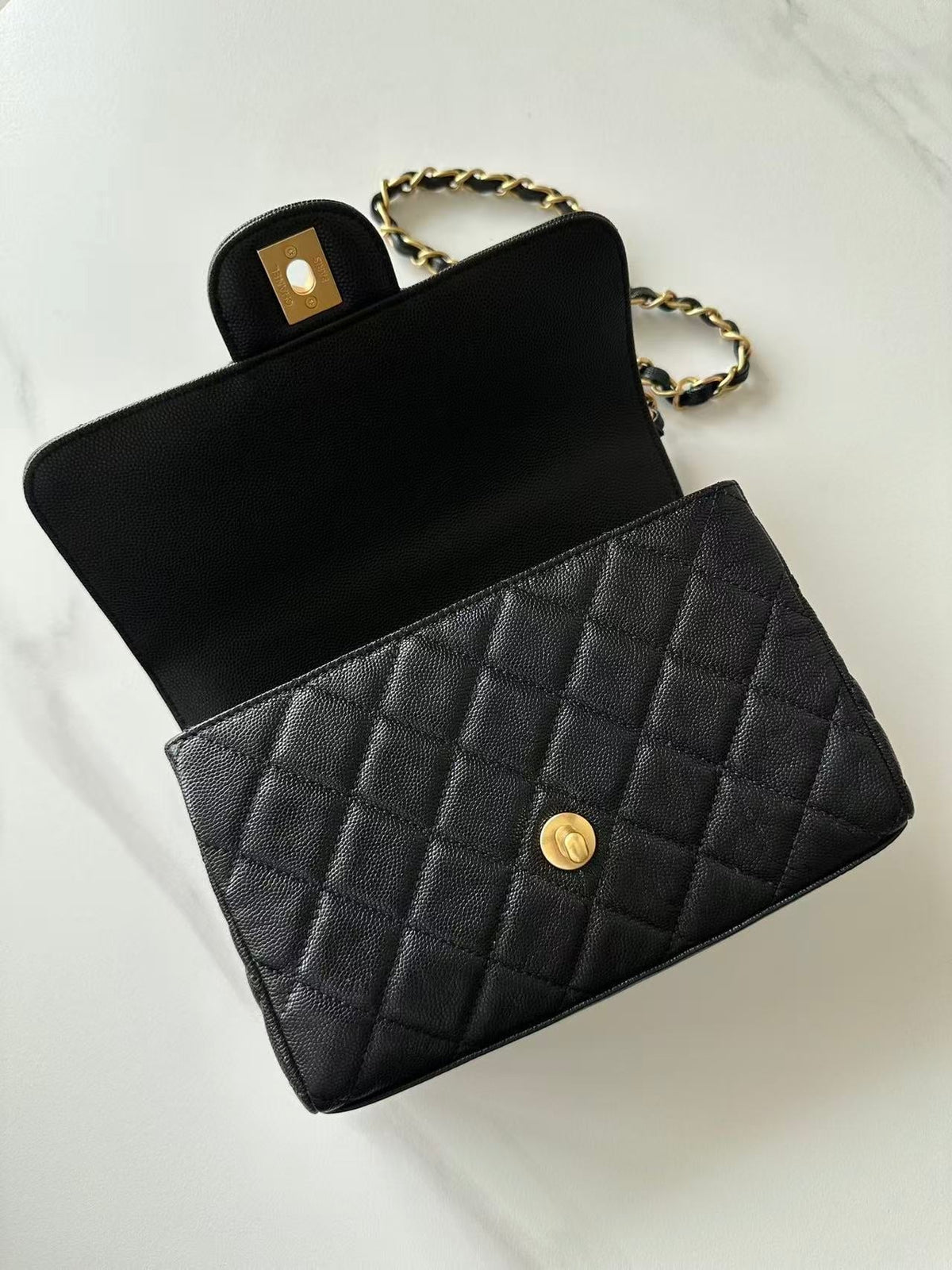 CC AS5240 Flap Bag 22cm Black Caviar Leather