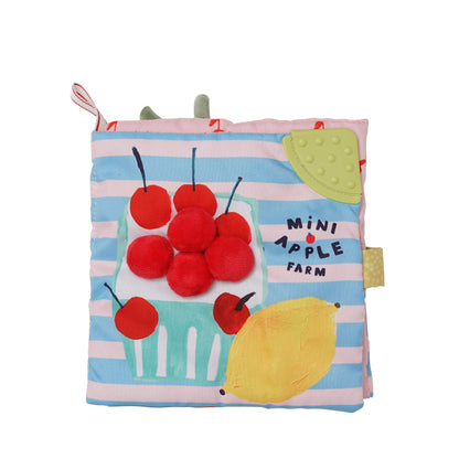 Manhattan Toy Mini-Apple Farm Soft Crinkle Book for Baby & Toddler, Multicolor, Medium, Fabric with Discovery Mirror and Textured Teether