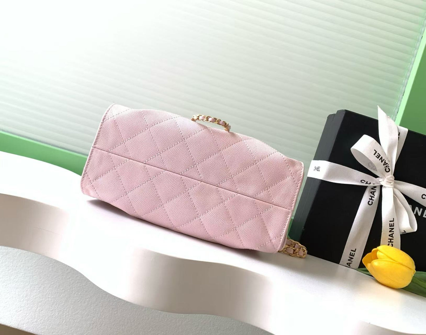 Chanel 2026 Hobo Bag 22cm Muted Pink Caviar Leather
