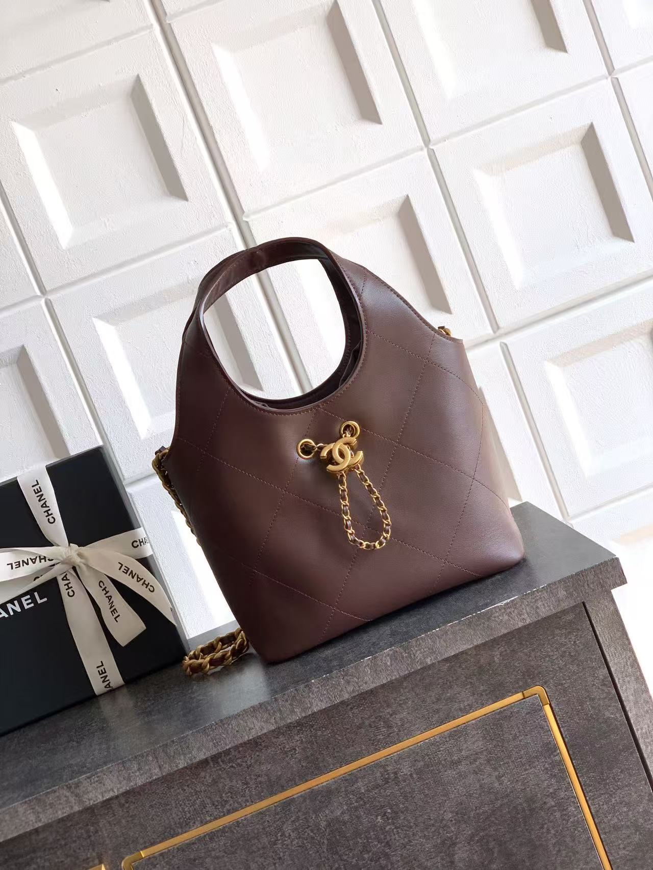 CC SS 2026 Small Shopping Bag Black Lambskin