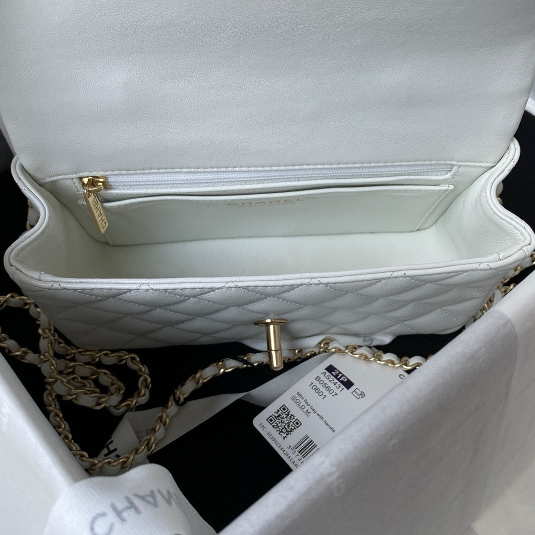 cc flap bag 20 white lambskin gold hardware