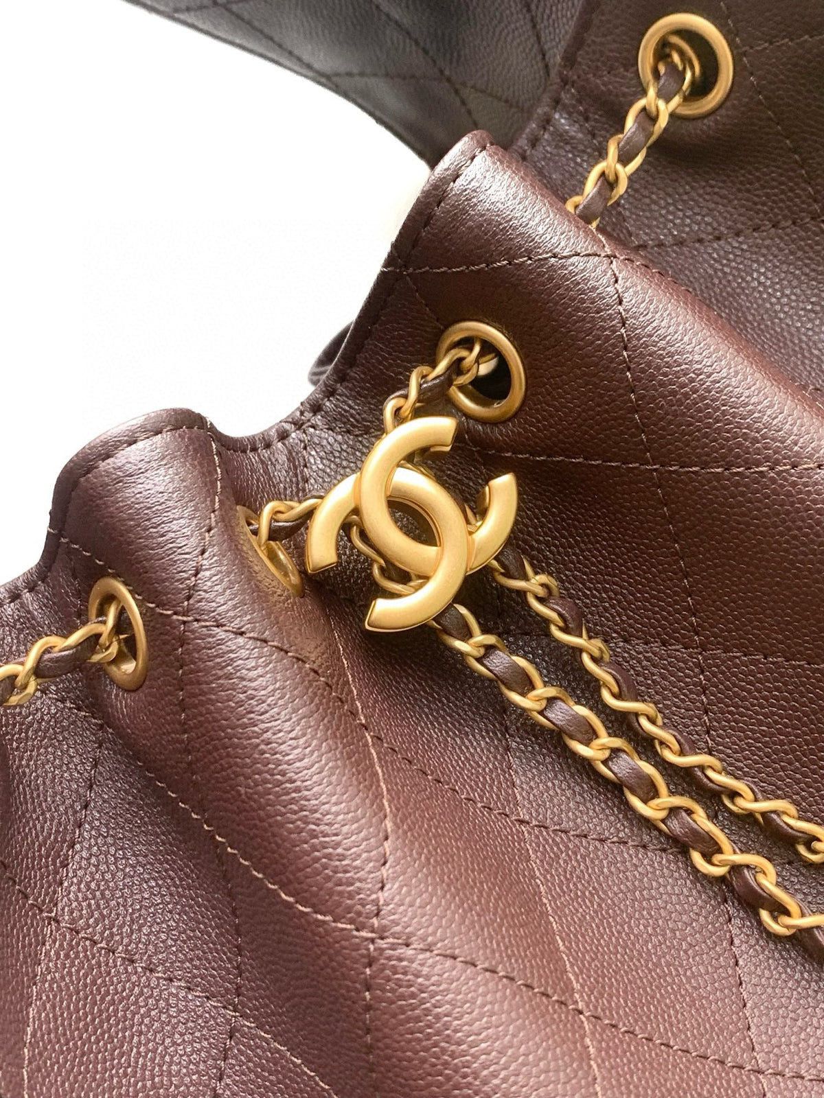 CC 25C Hobo Bag 30cm Dark Brown Grained Calfskin