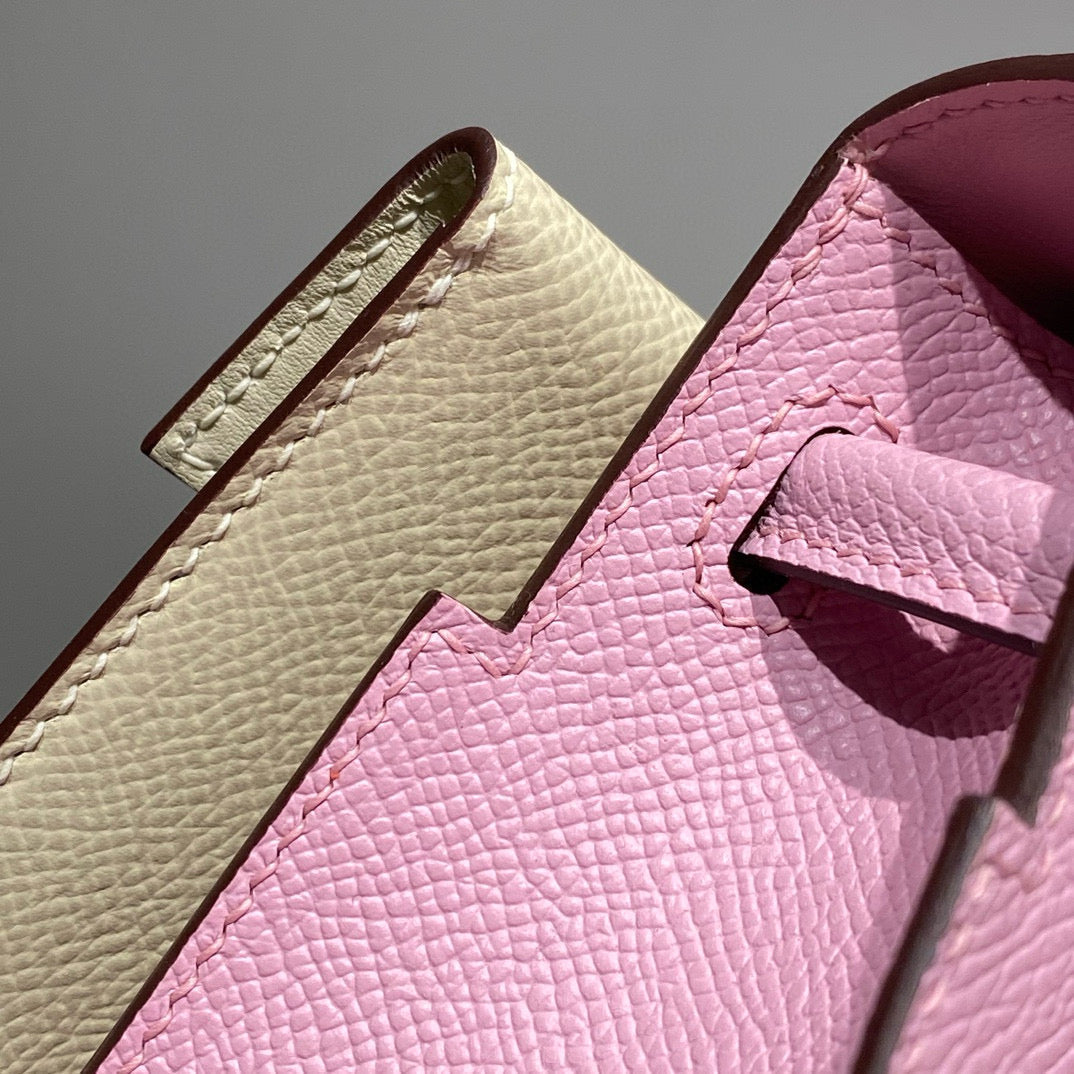 KELLY DOLL PICTO MINI 18 PINK MIX BROWN CALFSKIN
