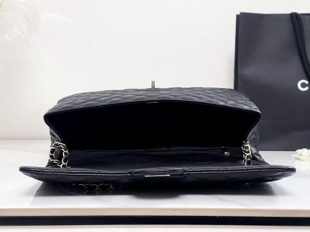 Chanel 40cm Bag Black Silver Lambskin