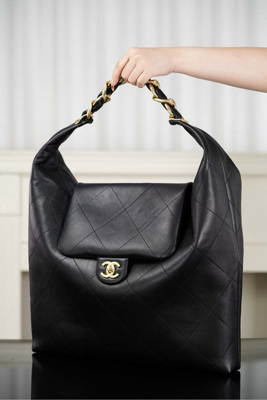 CC 2025 Bag 53cm Black Gold Calfskin 300852 Best Version