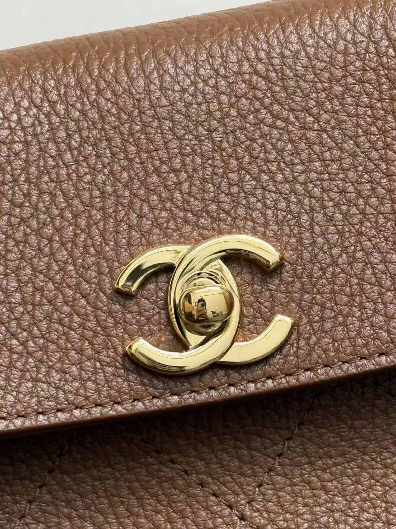 CC 26ss Small Shopping Bag 30.5cm Brown Grain Leather