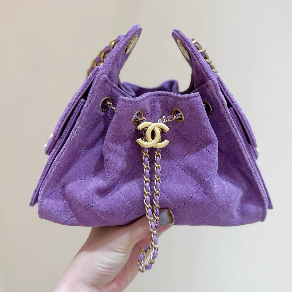 Chanel 25 Hobo Bag 22cm Purple Suede