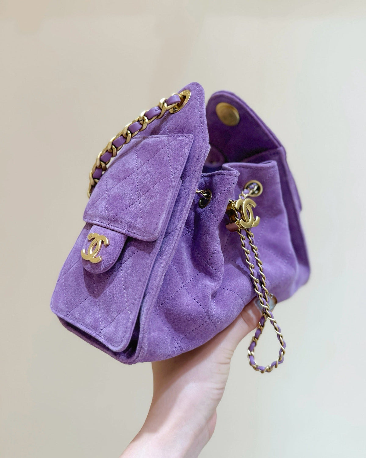 Chanel 25 Hobo Bag 22cm Purple Suede