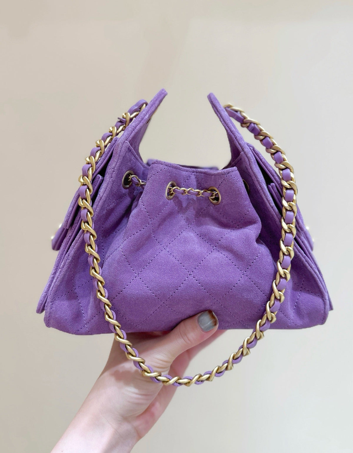 Chanel 25 Hobo Bag 22cm Purple Suede