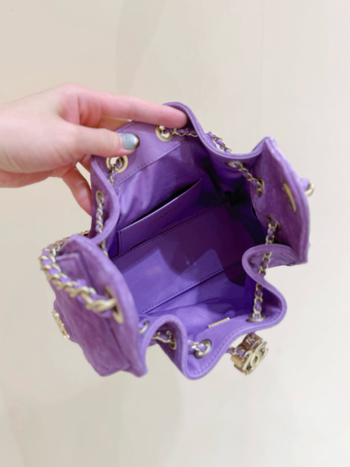 Chanel 25 Hobo Bag 22cm Purple Suede