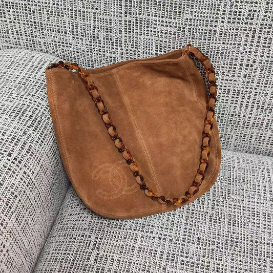 Chanel 2026 Shoulder Bag 33cm Brown Suede