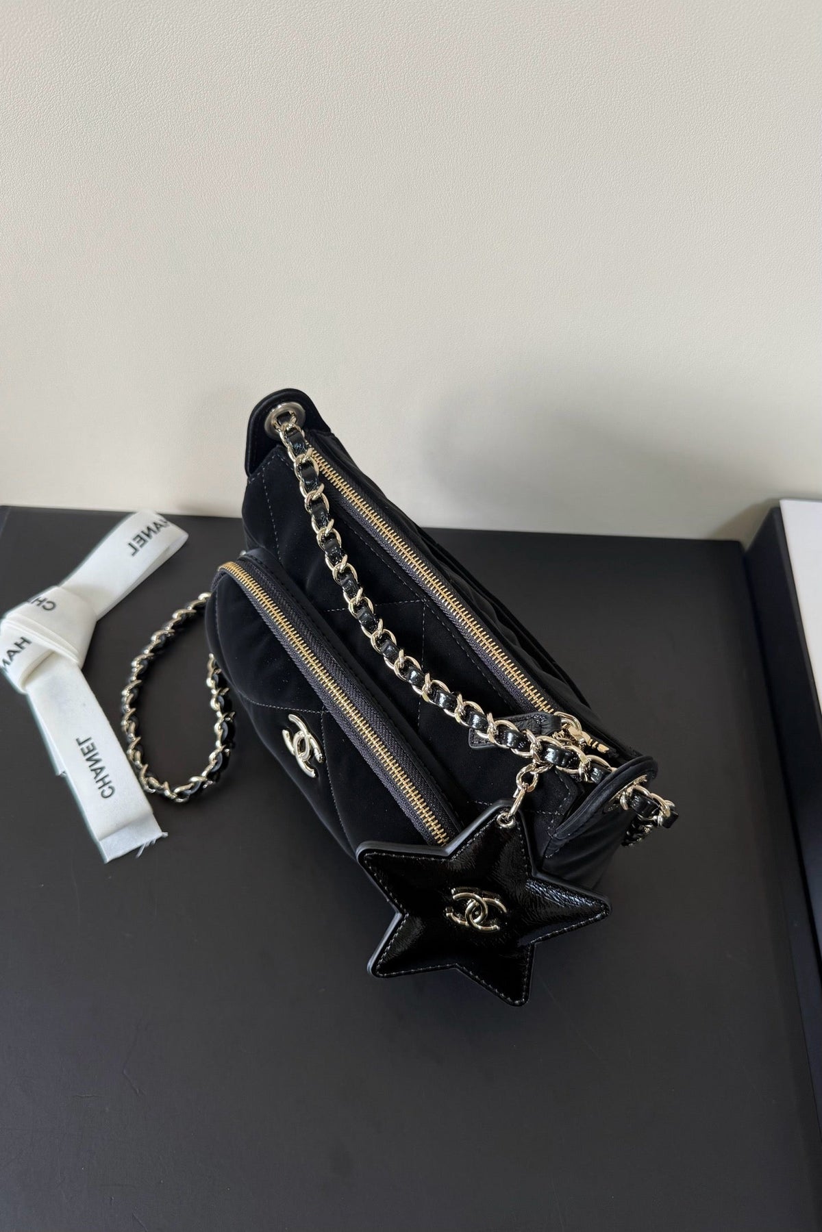 CC 25/56 Small Zipped Case Black Velvet GHW