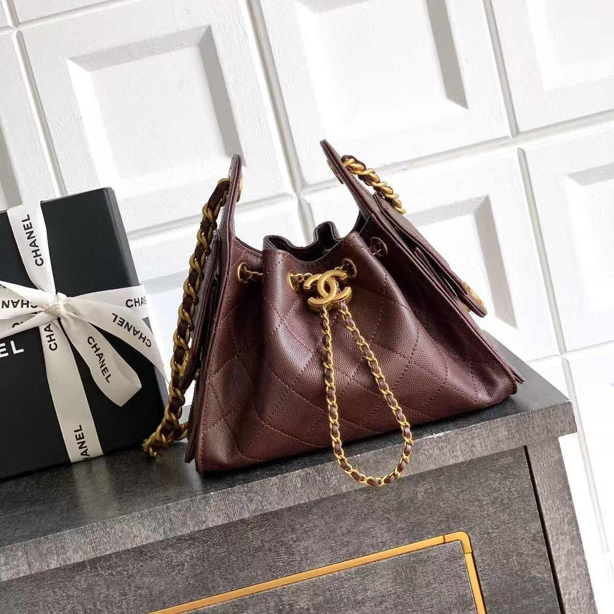 CC 2026 Hobo Small Bag Chocolate Caviar GHW