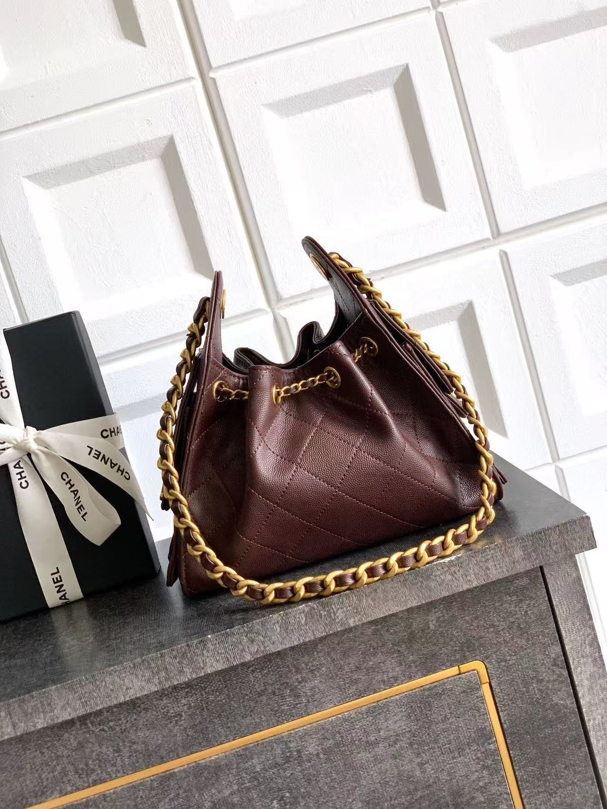 CC 2026 Hobo Small Bag Chocolate Caviar GHW