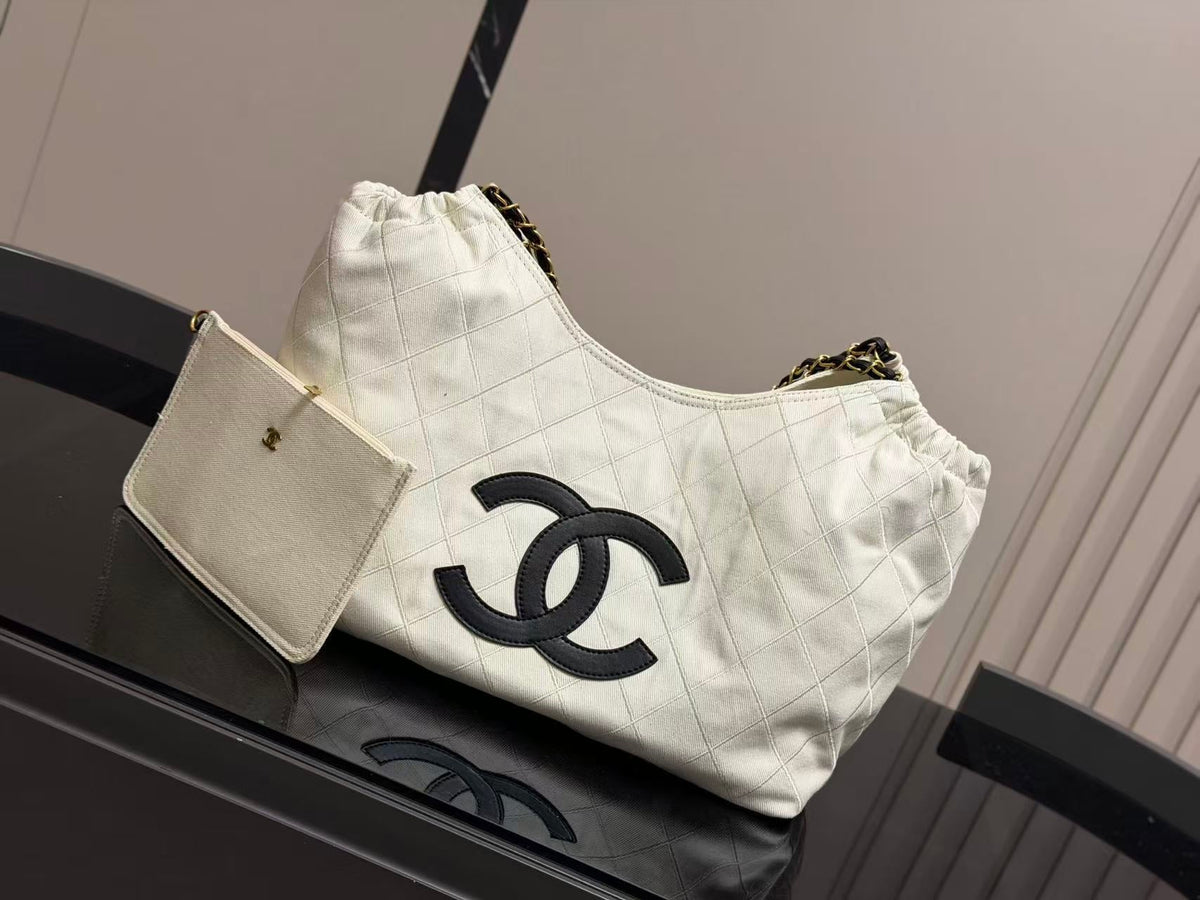 CC Coco Beach 2026 Small Tote Black White Calfskin