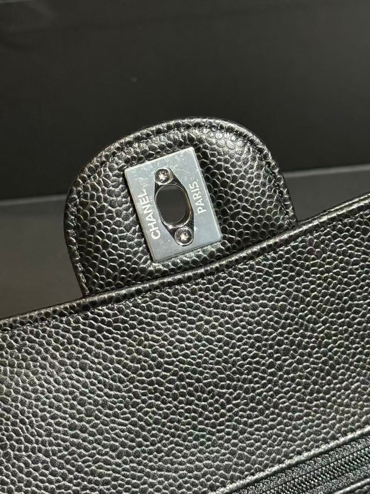 CC Mini Flap Bag 23cm Black Caviar Leather SHW