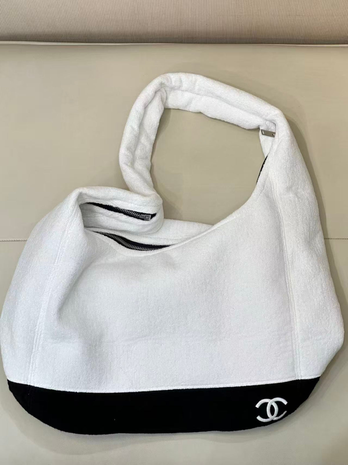 CC 2026 Beach Bag White Black Cotton (Bag+Small Bag+Towel)