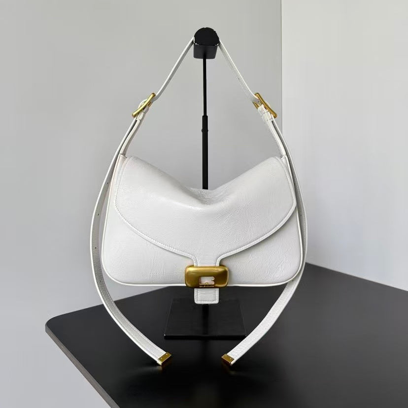 Clicca Shoulder Bag Medium White Arena Lambskin