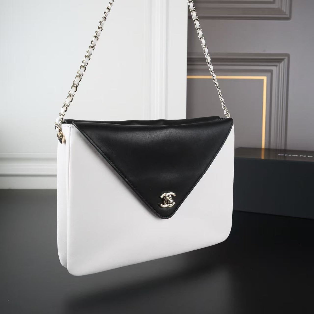 CC 26s Large Hobo Bag White Black Calfskin