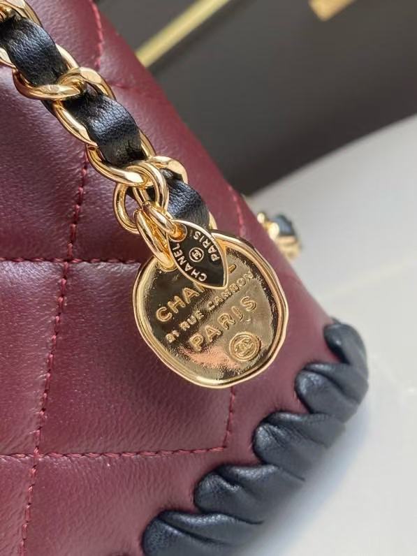 CC 2026 Pre-collection Mini Flap Bag Dark Burgundy Black Lambskin