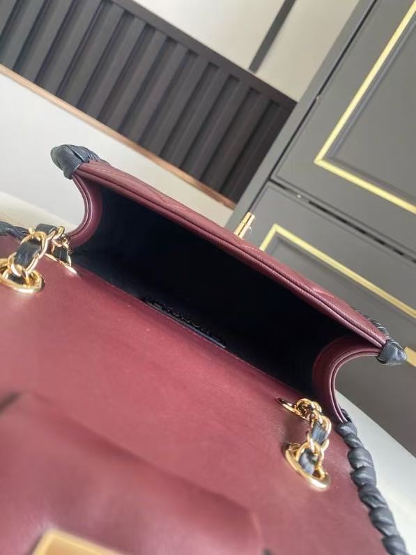 CC 2026 Pre-collection Mini Flap Bag Dark Burgundy Black Lambskin