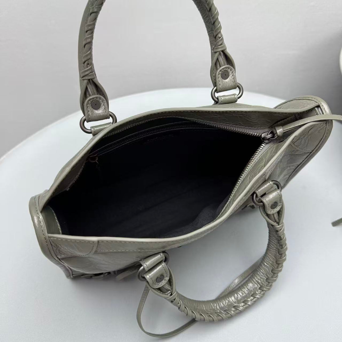 Balenciaga Le City Small Tote Bag Olive Green Arena Lambskin