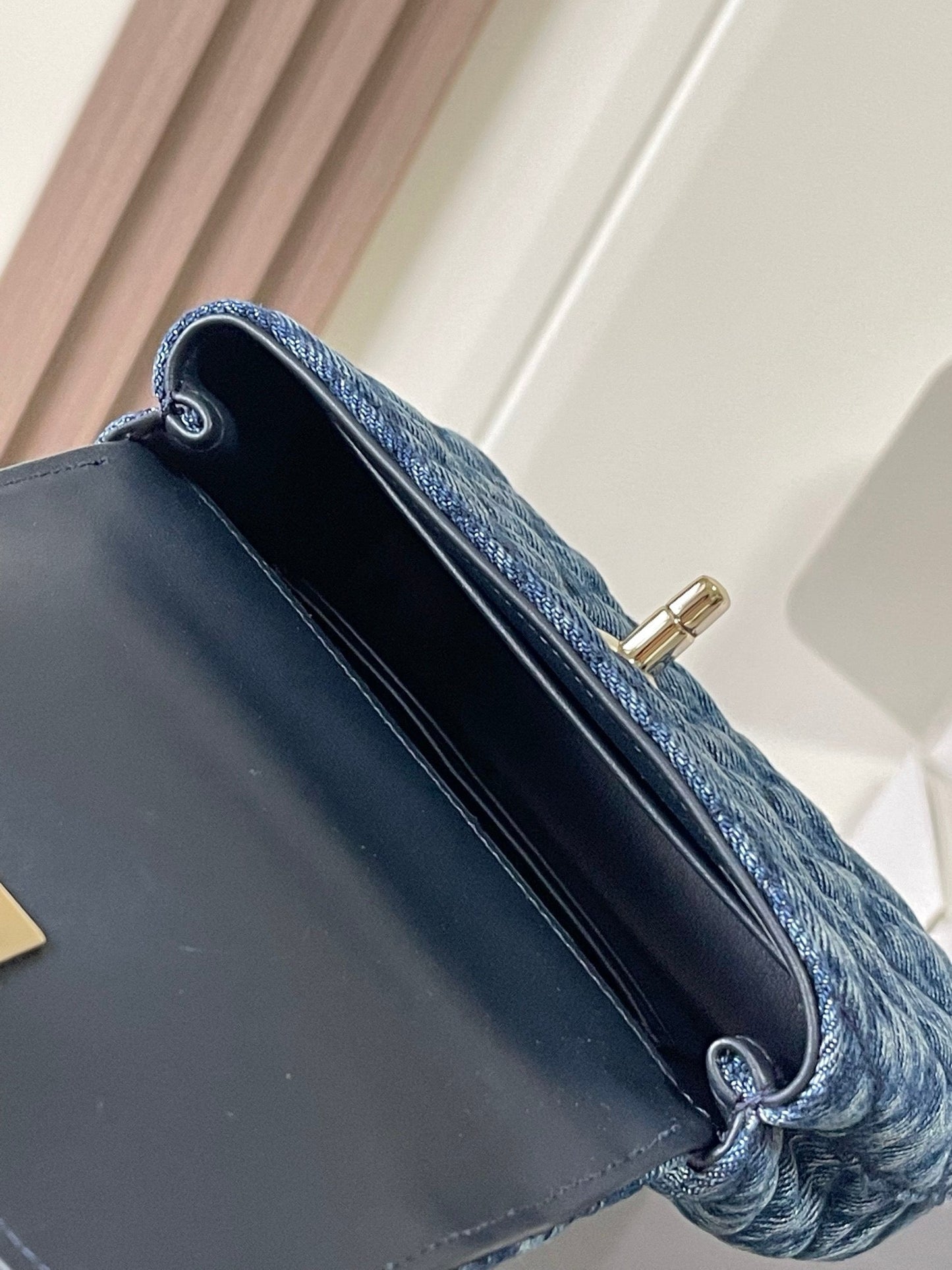 CC Coco Handbag 16.5cm Blue Quilted Denim