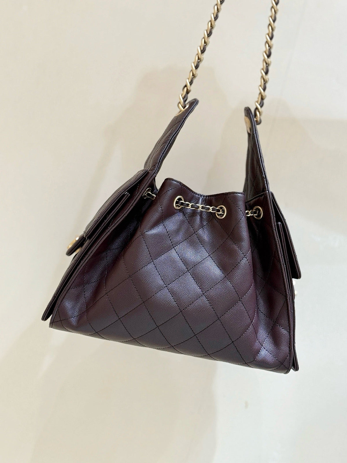 CC 25FW Hobo Bag 26cm Dark Brown Caviar