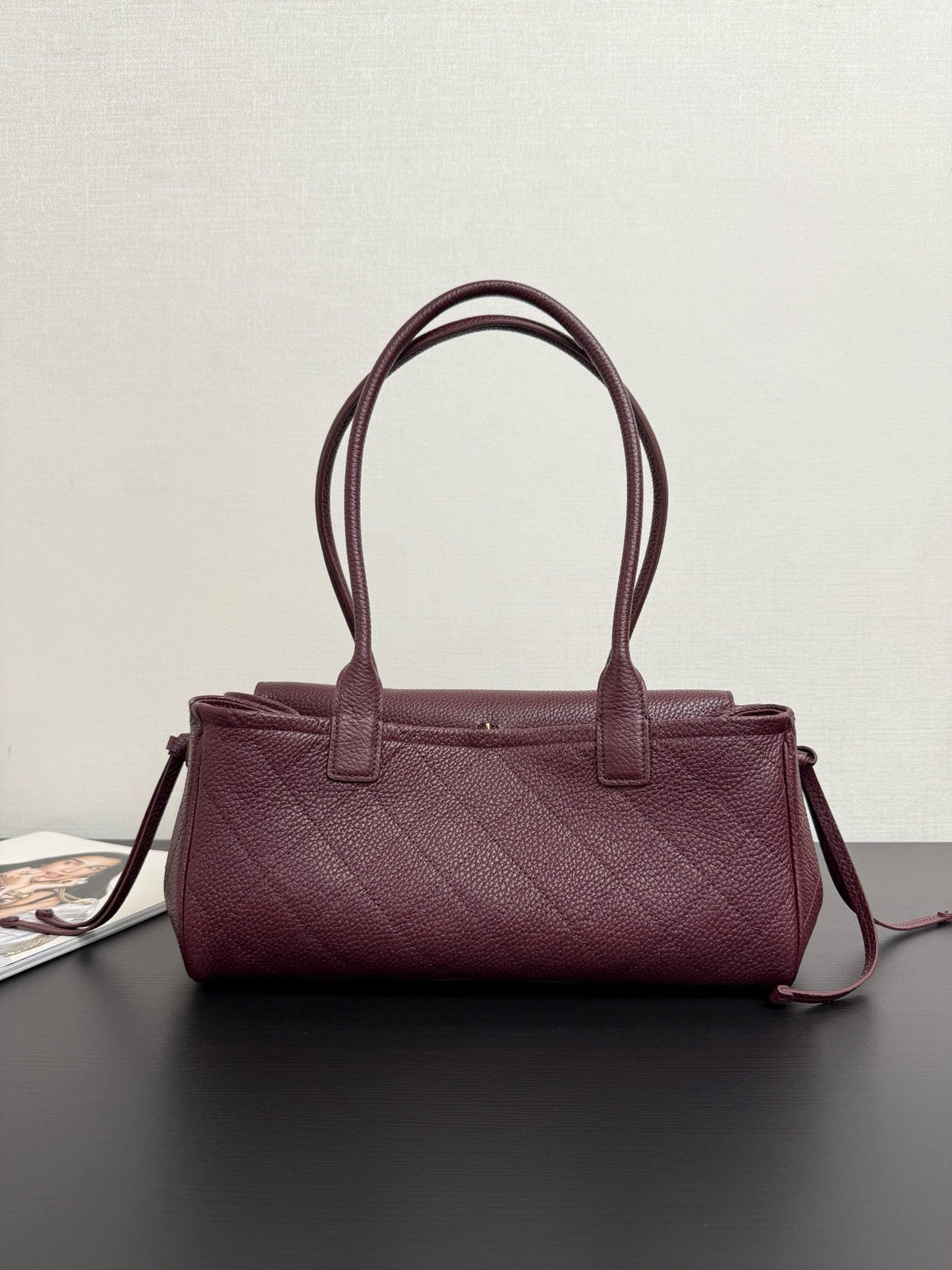 Chanel 2026 East West Bag 31cm Burgundy Grain Leather