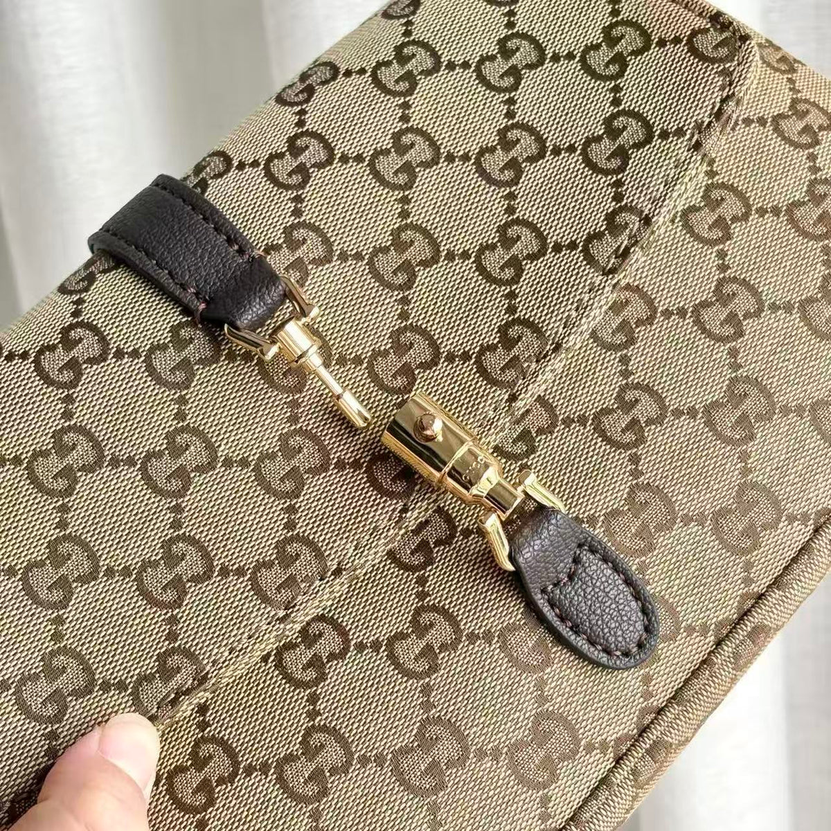 GG Aperitivo Medium Shoulder Bag Beige Brown Canvas
