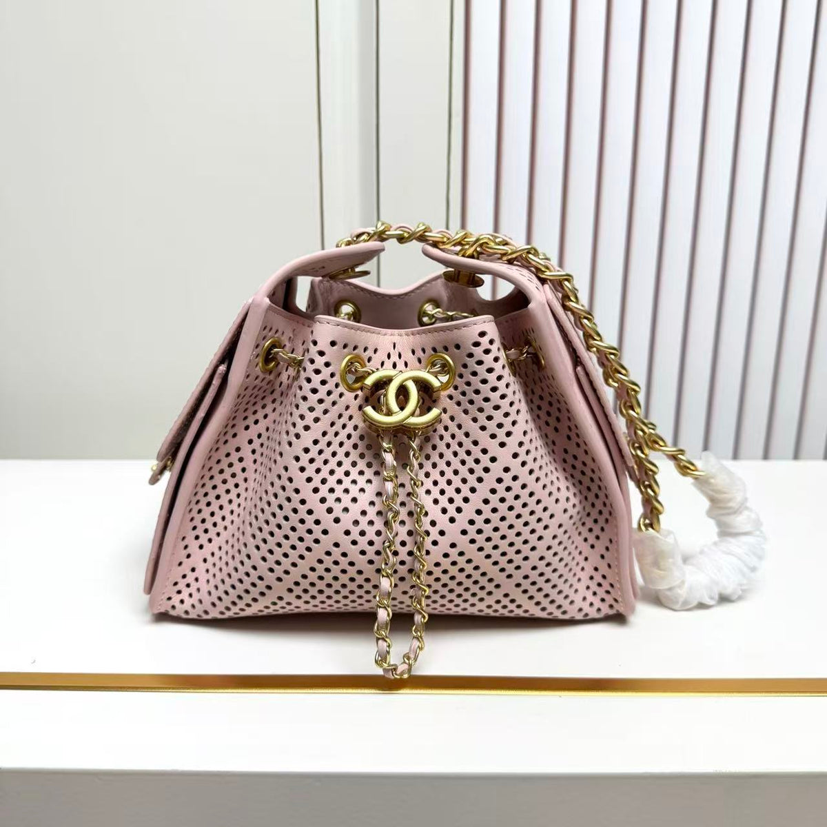 CC 26s Small Handbag 22cm Light Pink Perforated Calfskin