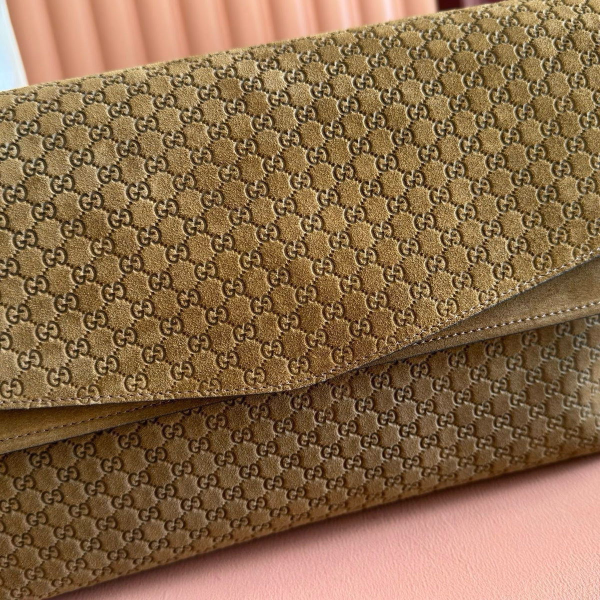 GG Large GG Chain Shoulder Bag Brown Suede