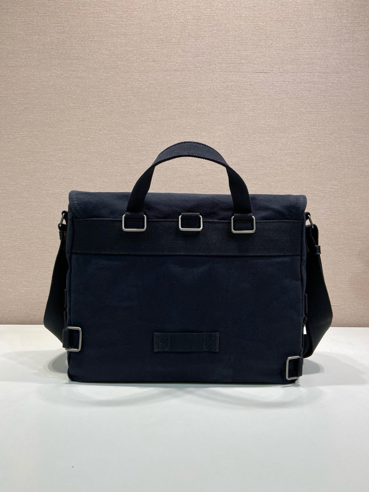 Prada 2026 Messenger Bag 34cm Navy Blue Canvas