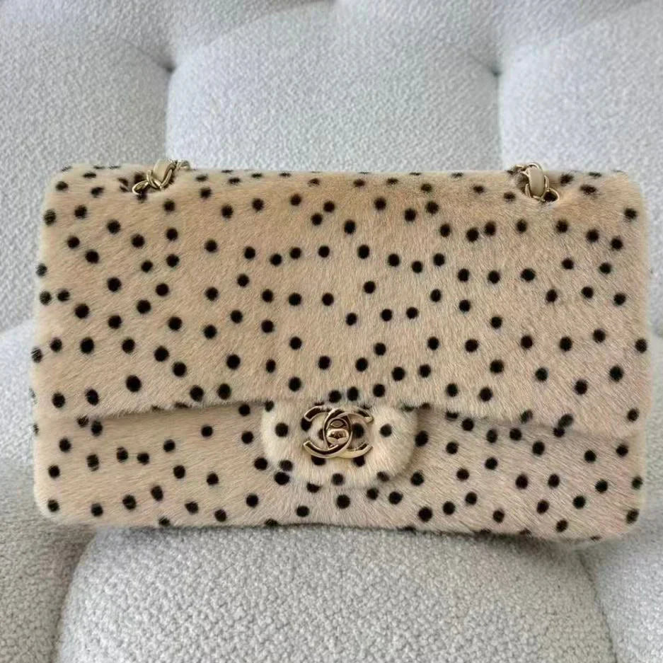 Chanel 2026 Cheetah Print Flap Bag Light Beige mix Black Calf Hair
