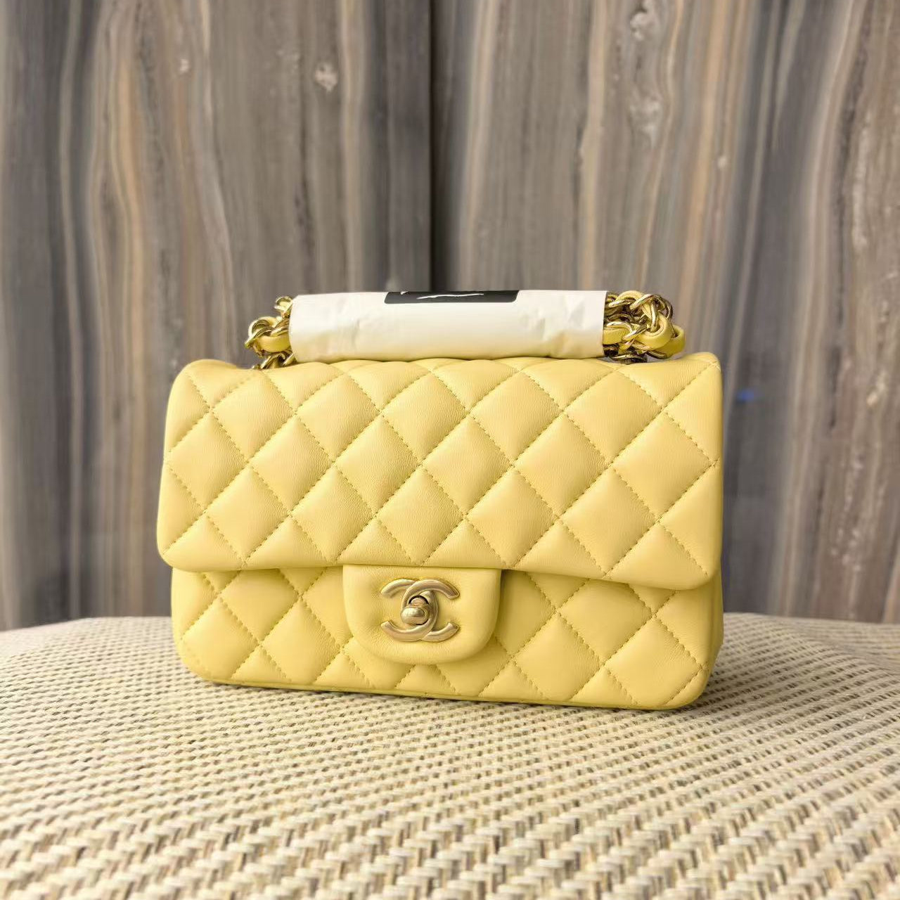 CC 26s Classic Flap Bag 20cm Light Yellow Lambskin
