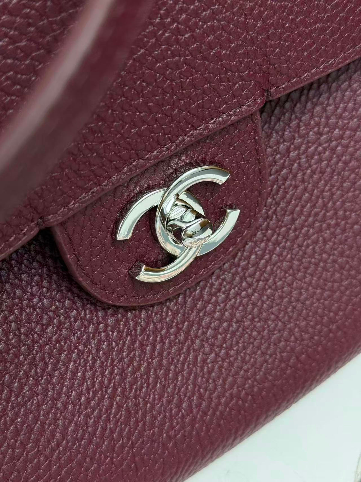 Chanel 2026 Maxi Flap Bag 38.5cm Dark Burgundy Calfskin Sliver Hardware
