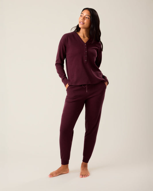 Waffle Maternity & Nursing Lounge Set | Deep Burgundy