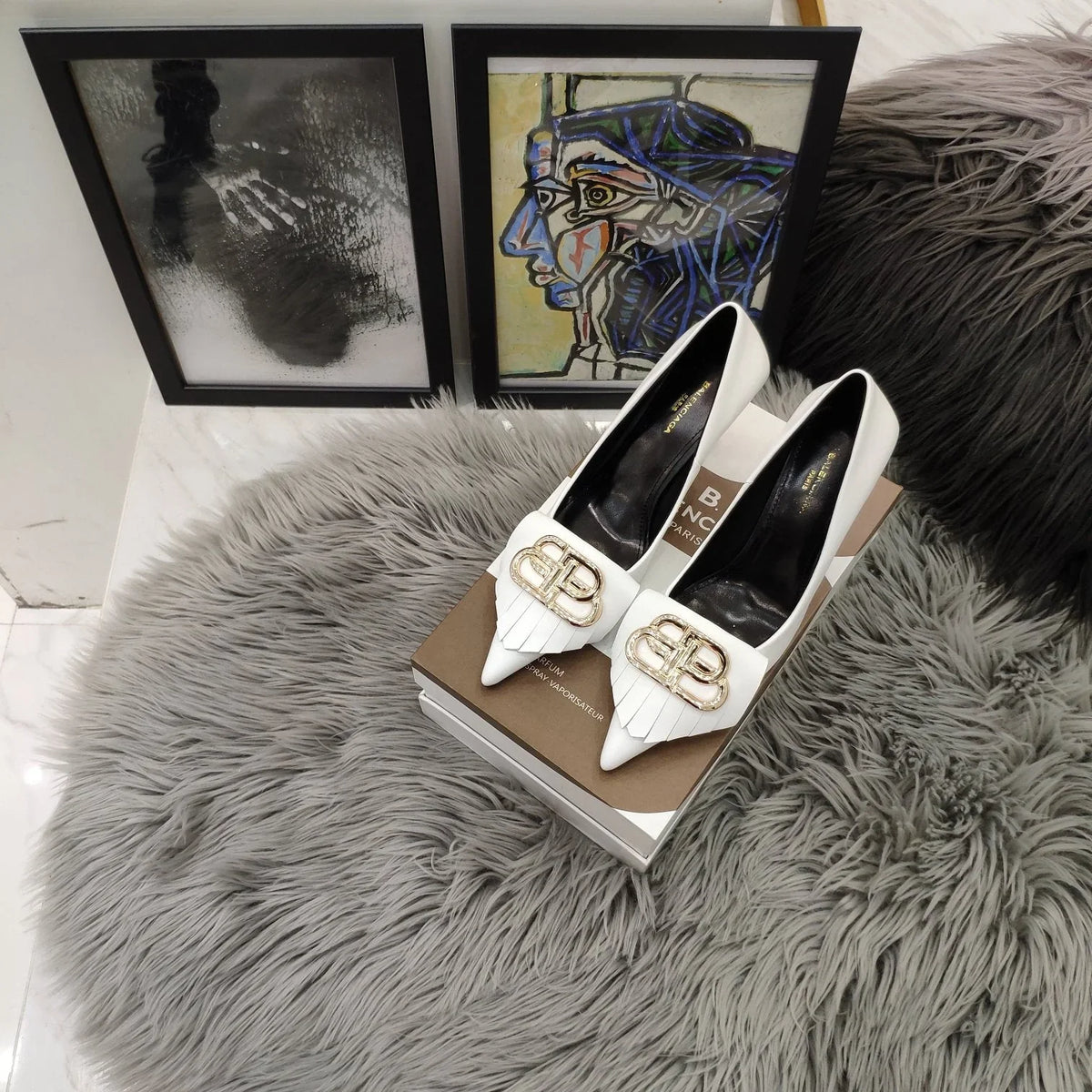 Balenciaga 26s Heel Pump 80 Double-B Cowhide 681296