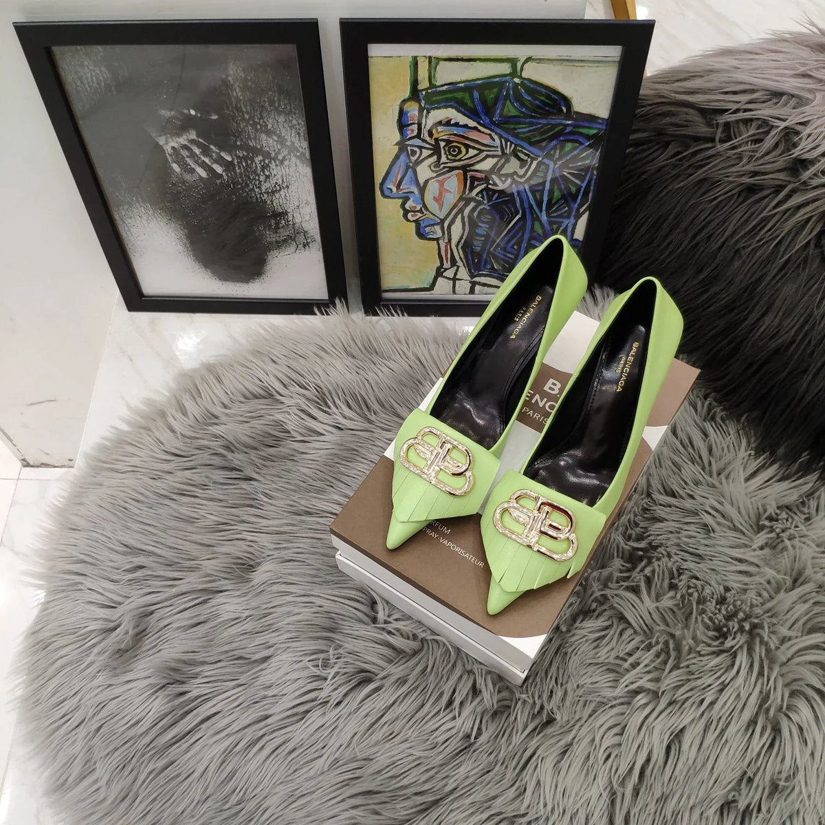 Balenciaga 26s Heel Pump 80 Double-B Cowhide 681296