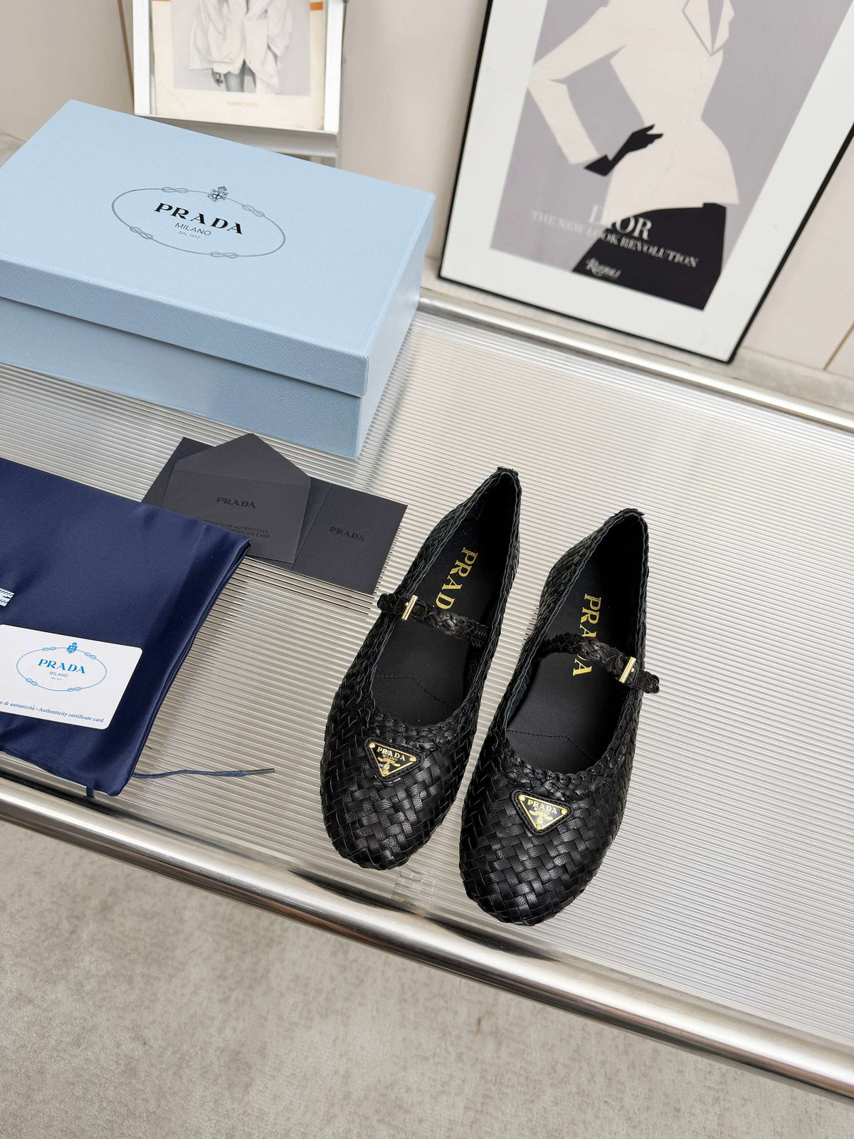 Prada 2026 Ballet Flat Woven Leather 715524
