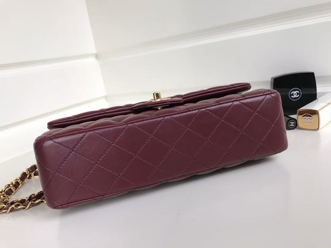 CC A1112 Flap Bag 25 Burgundy Quited Lambskin