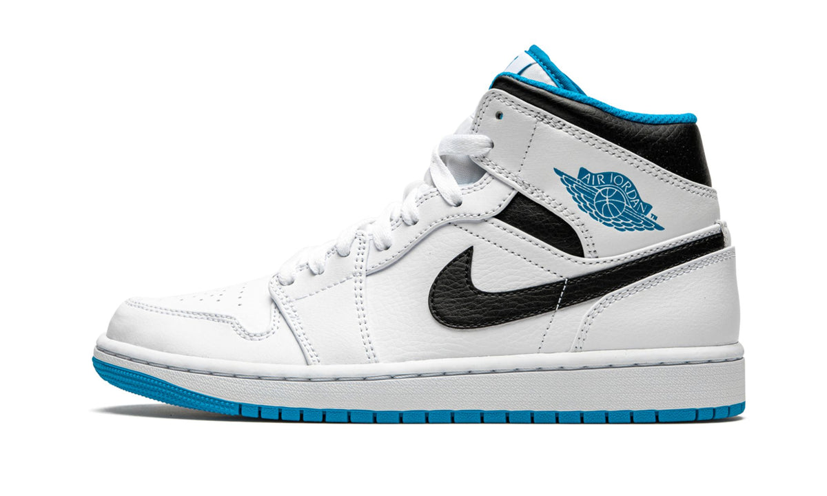 Air Jordan 1 Mid “White / Laser Blue” Sneakers - Cushioned Stride