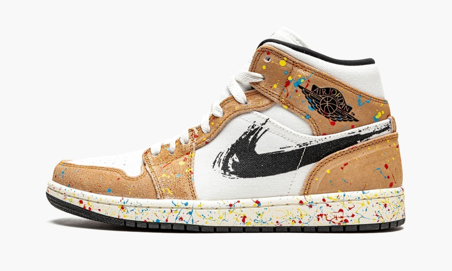 Air Jordan 1 Mid SE “Brushstroke” Sneakers - Vintage Inspired