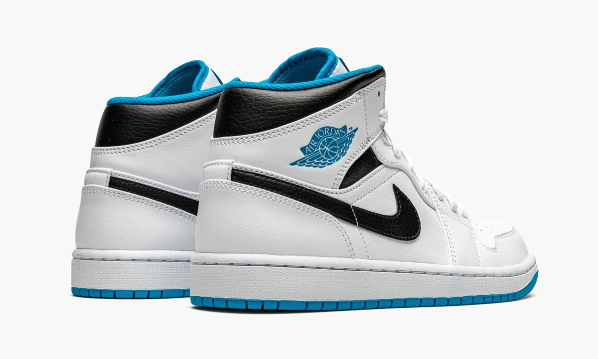 Air Jordan 1 Mid White / Laser Blue Sneakers - Signature Series