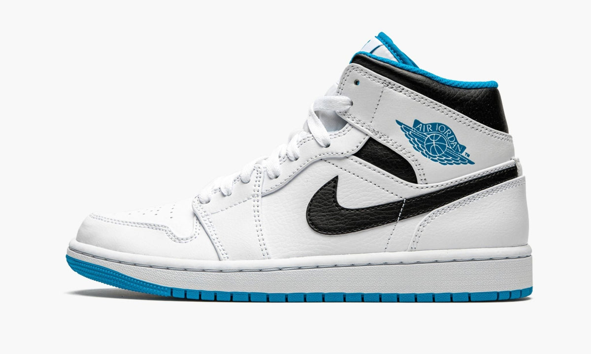 Air Jordan 1 Mid White / Laser Blue Sneakers - Signature Series